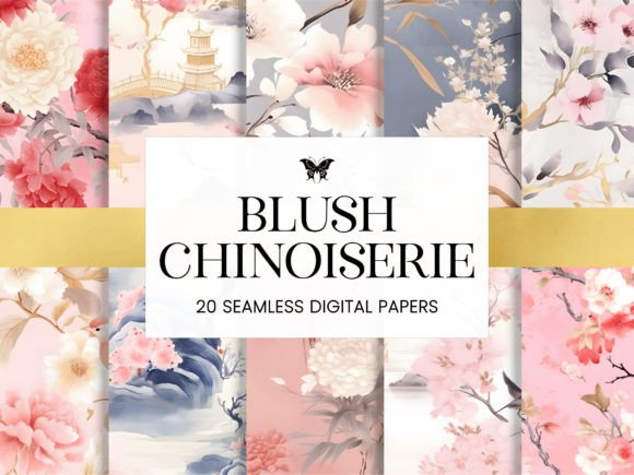 Blush Chinoiserie Watercolor Floral Art: A Versatile Design for Creative Projects