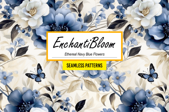 EnchantiBloom Ethereal Navy Blue Flower