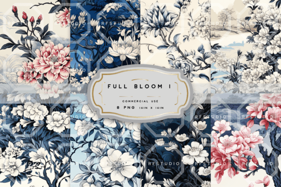Full Bloom Toile De Jouy Pattern Pack 1