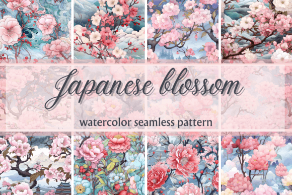 Japanese Blossom Watercolor Pattern: A Versatile Design Element for DIY Creations