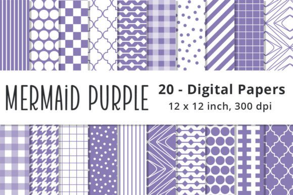 Mermaid Purple Digital Pattern Papers