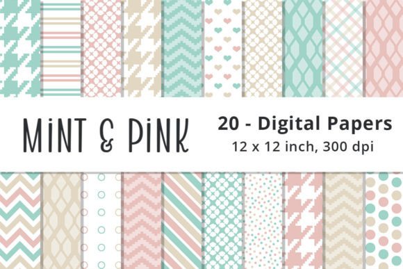 Mint Green and Pink Digital Paper: A Versatile Design Resource for Creative Projects
