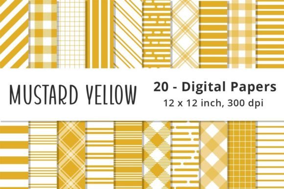 Mustard Yellow Striped Digital Papers