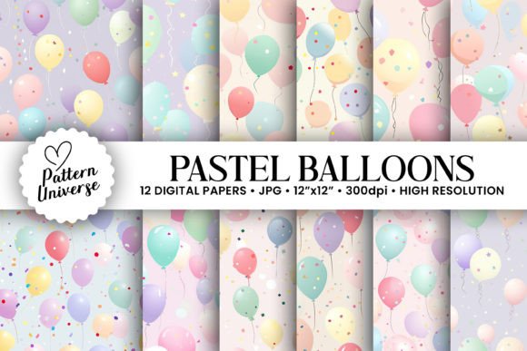 Pastel Birthday Balloons Digital Papers: A Creative Resource for Craft Enthusiasts