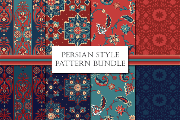 Persian Pattern Pack - Red and Blue: A Unique and Exotic Design Bundle