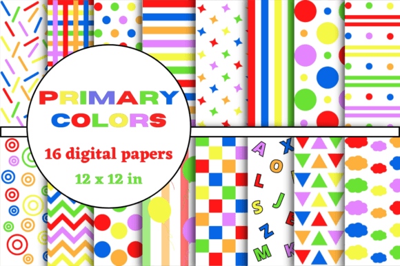 Primary Colors Digital Paper Pack