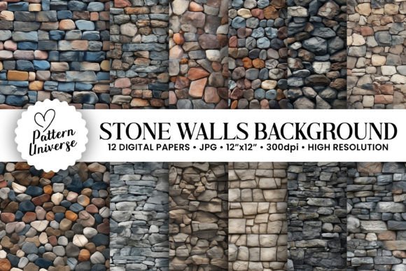 Stone Walls Background Digital Papers: A Versatile Resource for Craft Enthusiasts
