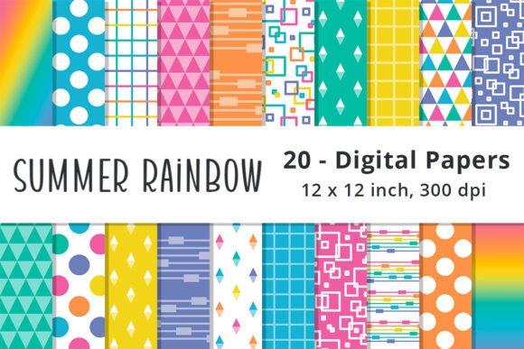 Summer Rainbow Colors Digital Papers: A Versatile Resource for Creative Projects
