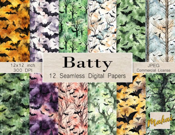 Watercolor Halloween Bats Seamless