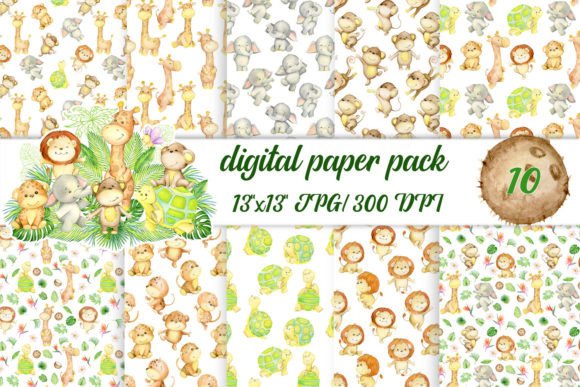 Watercolor Safari Animals, Baby Jungle: A Whimsical Addition to Your Creative Projects